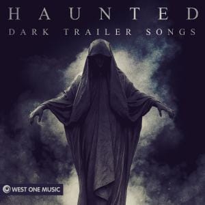 Haunting trailer cover with gloomy eerie statue